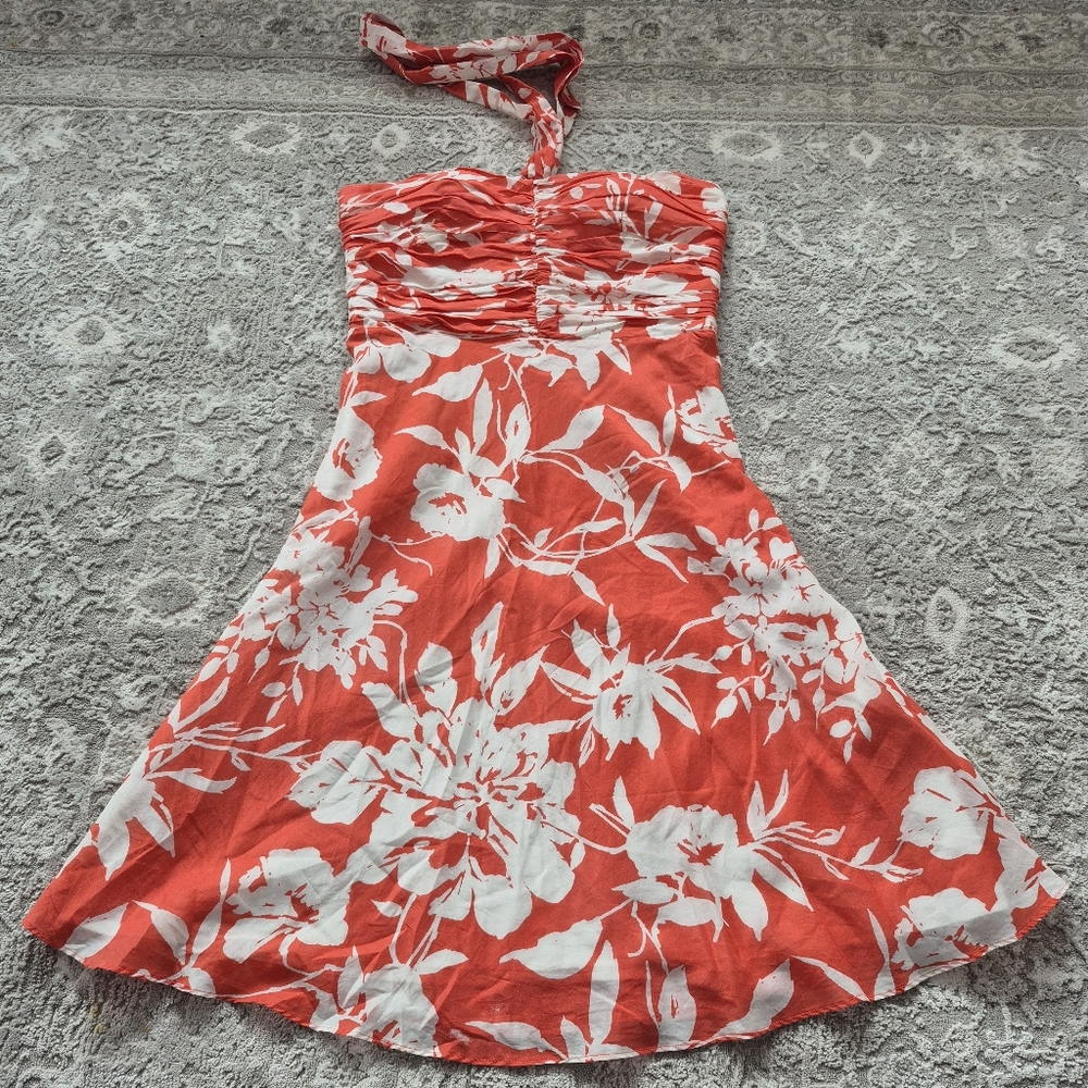 Le Chateau Women's Coral Floral Bridal Event Flowing Mini Dress Size Small - Picture 2 of 6